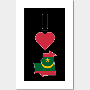 I Heart Mauritania Vertical I Love Mauritanian National Flag Map Posters and Art